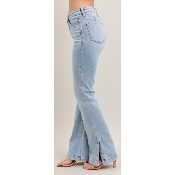 Judy Blue HW Tummy Control Vintage Wash Bootcut Split Hem Size 7 - Picture 1 of 2